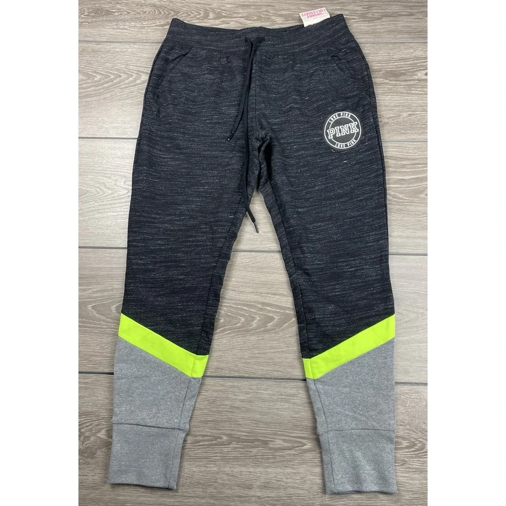Victorias Secret Womens Pink Skinny Collegiate Jogger Lounge Pants Grey Sz M New